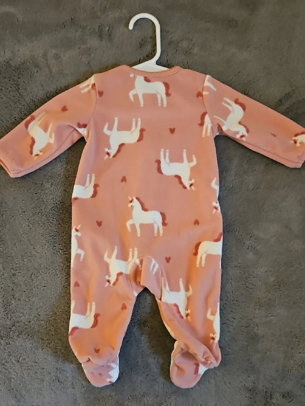 Carter's Rose Pink Unicorn Fleece Footed One-Piece
